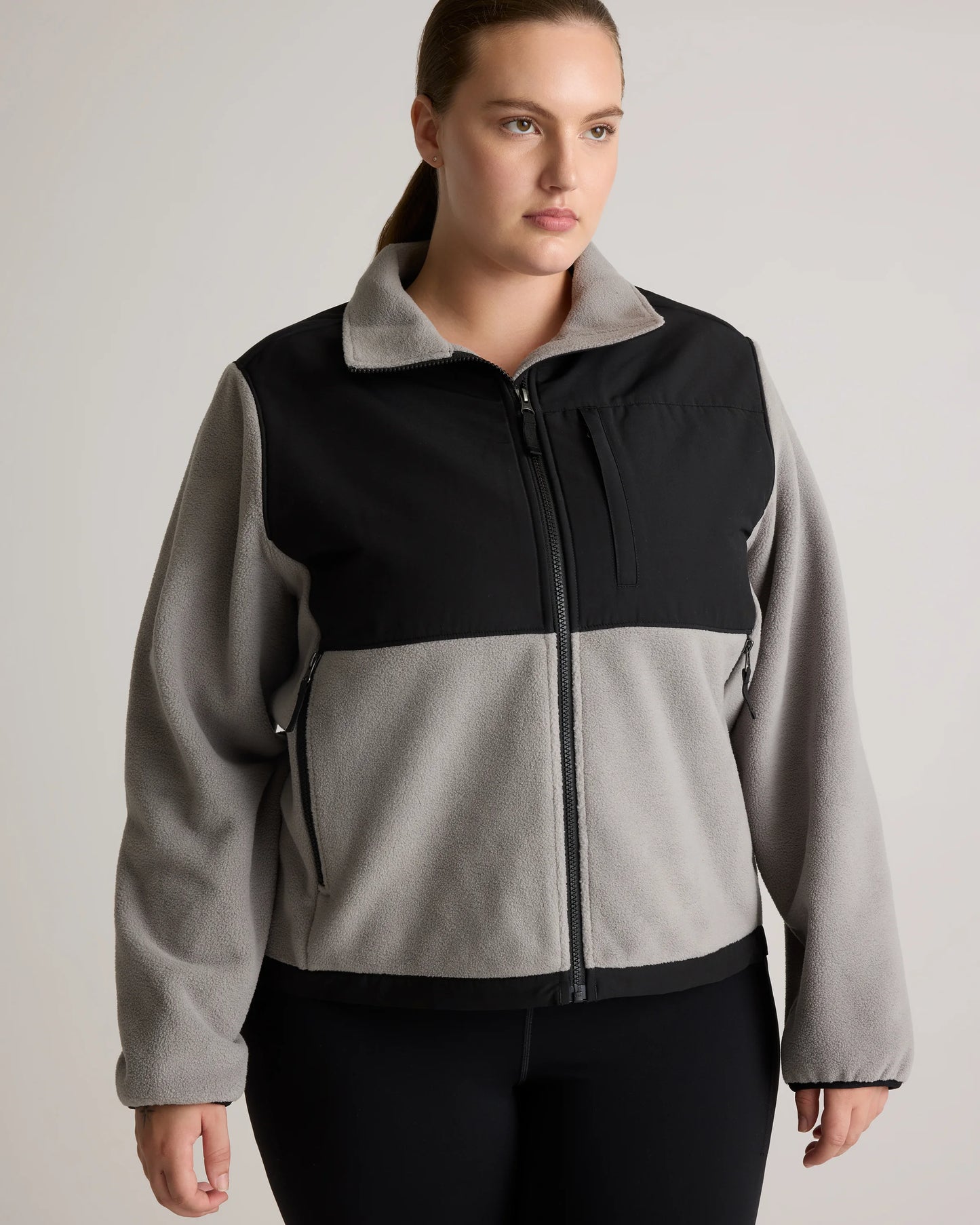 Polar Fleece Full-Zip Jacket - XS / Gravel/Bold Black