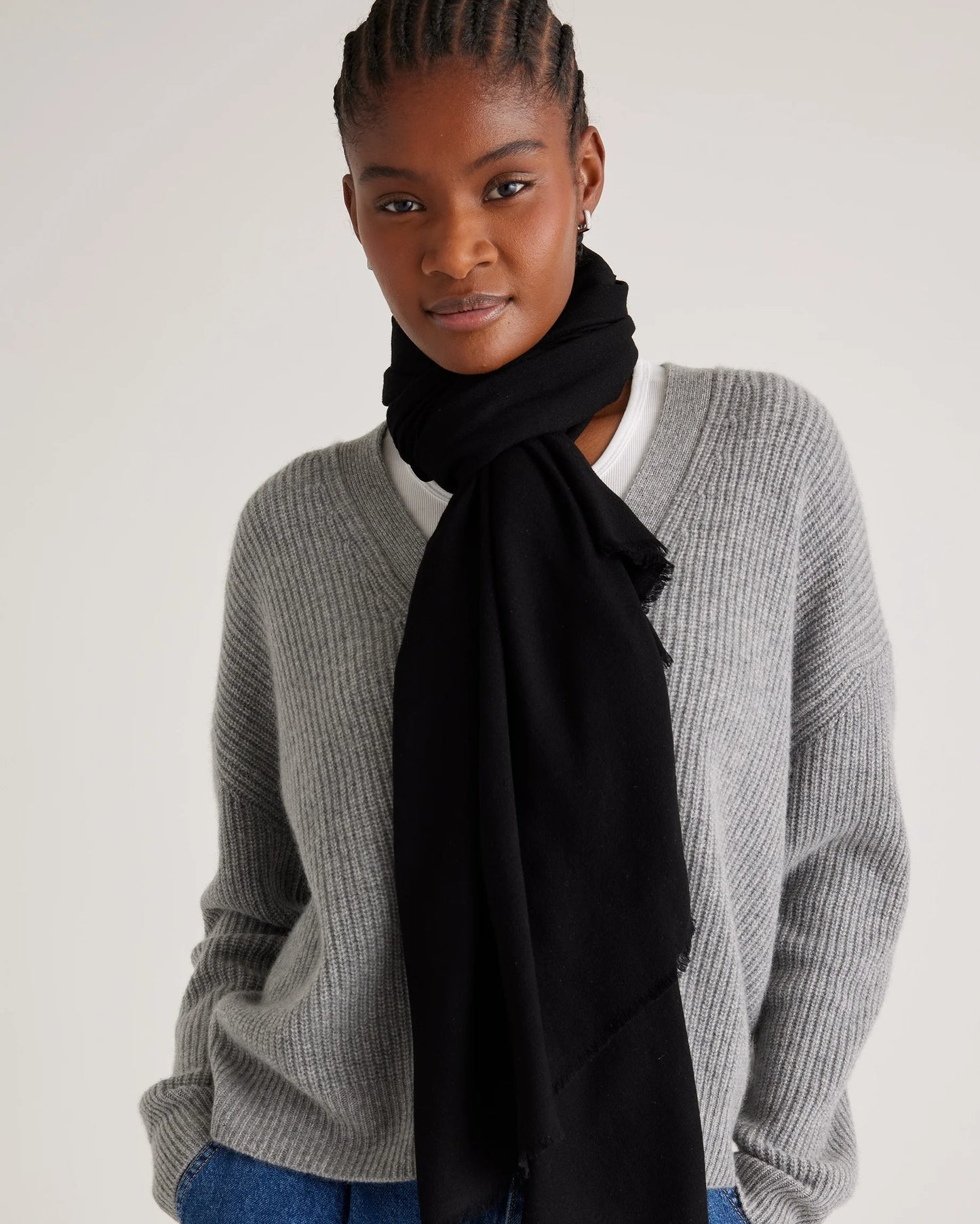 100% Pashmina Wool Scarf - One Size / Black