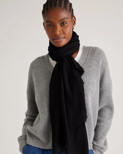 100% Pashmina Wool Scarf - One Size / Black