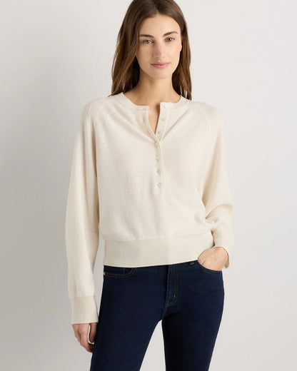 Mongolian Cashmere Dolman Sleeve Henley Sweater - XS / Oatmeal