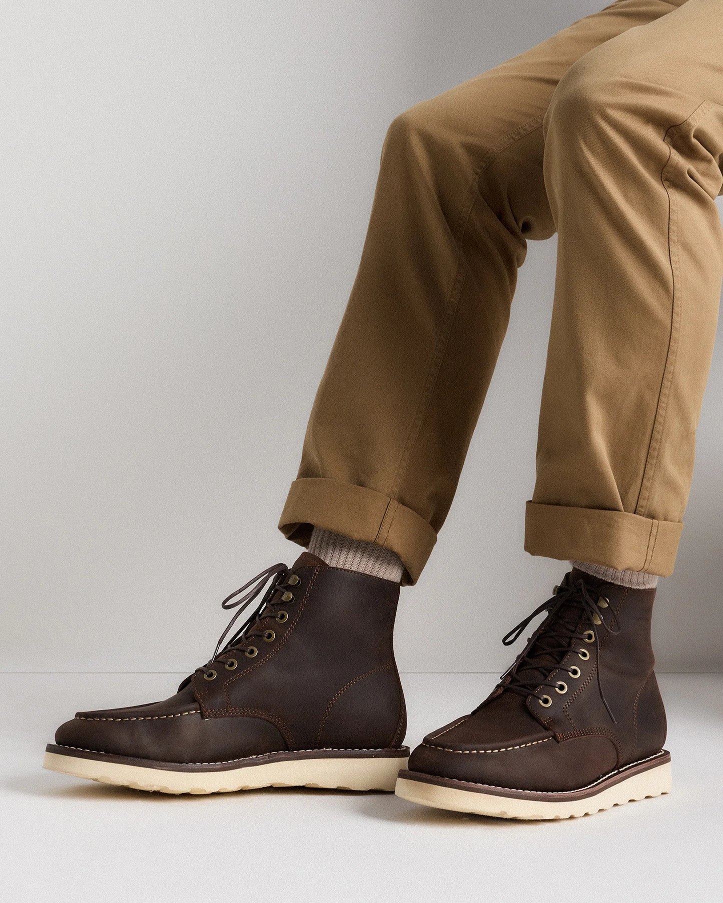 Crafted Leather Moc Toe Boot - 7 / Dark Chocolate