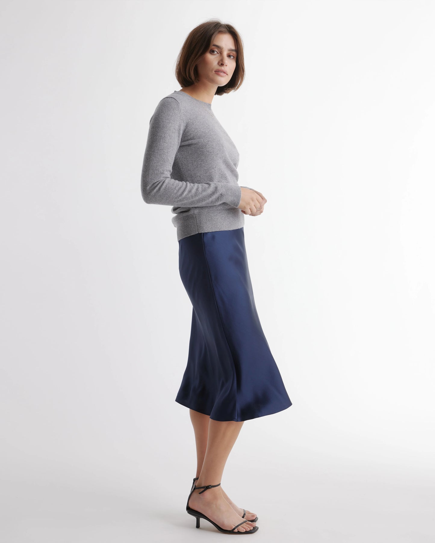 100% Washable Silk Skirt - XS / Champagne