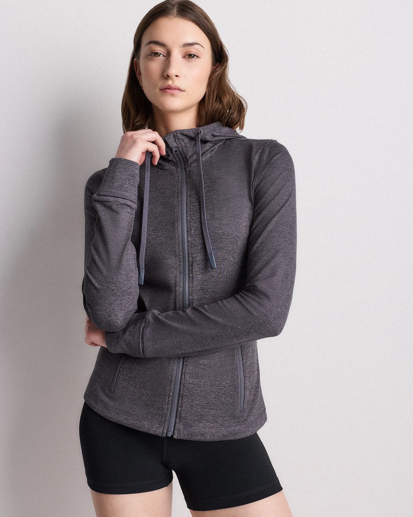 Ultra-Soft Slim Fit Hooded Jacket - XS / Heather Black