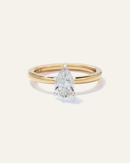 Lab Grown Diamond Pear Comfort Fit Engagement Ring - 1ct - 4 / Yellow Gold