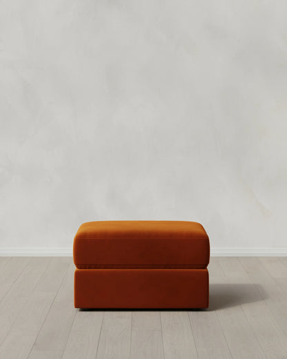 Ashford Deep Seat Ottoman in Performance Velvet - One Size / Ivory
