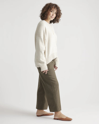 100% Organic Cotton Boyfriend Crew Sweater - XS / Speckled Beige