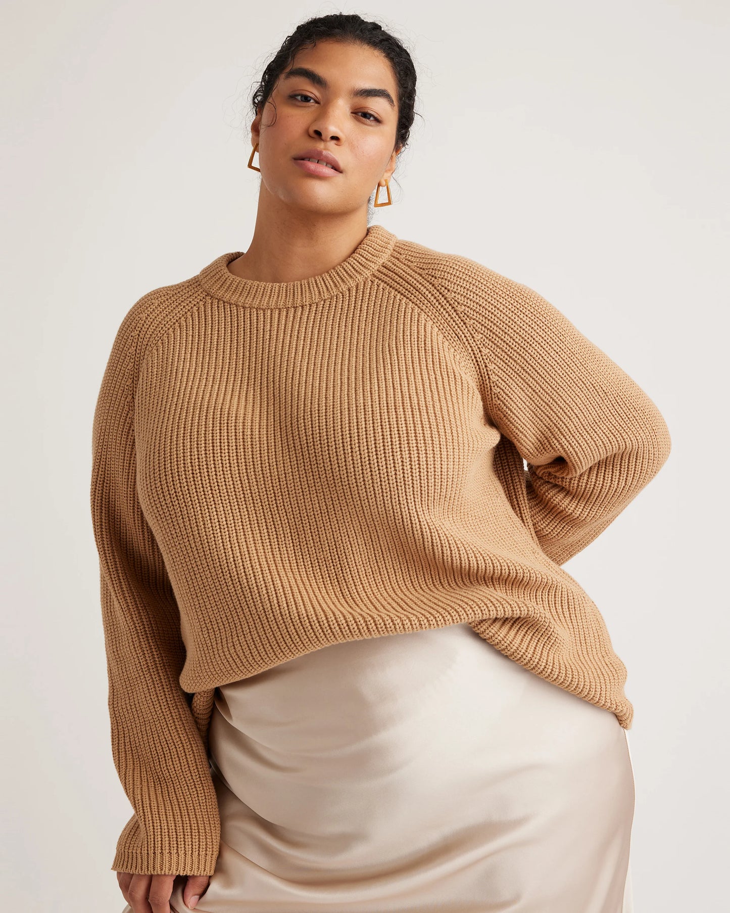 100% Organic Cotton Fisherman Crew Sweater - 1X / Blue Sapphire