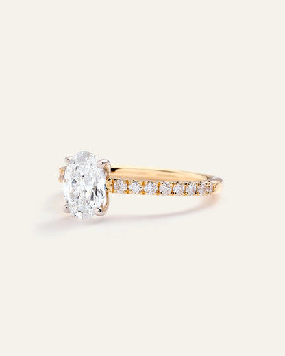 Lab Grown Diamond Oval Petite Pave Engagement Ring - 1ct - 4 / Yellow Gold