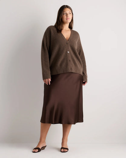 Mongolian Cashmere Fisherman Boxy Cropped Cardigan Sweater - 1X / Black