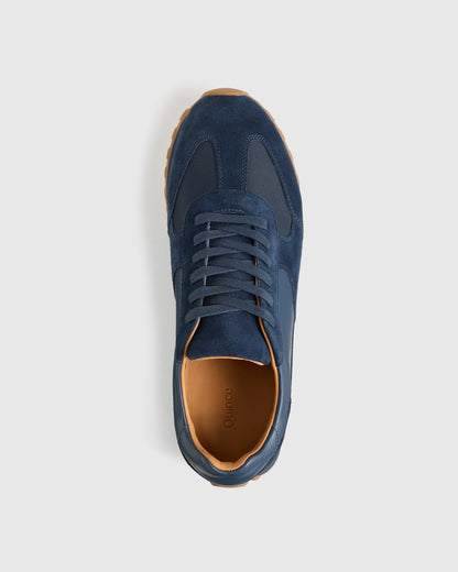 Italian Leather and Suede Retro Runner - 7 / Dark Navy
