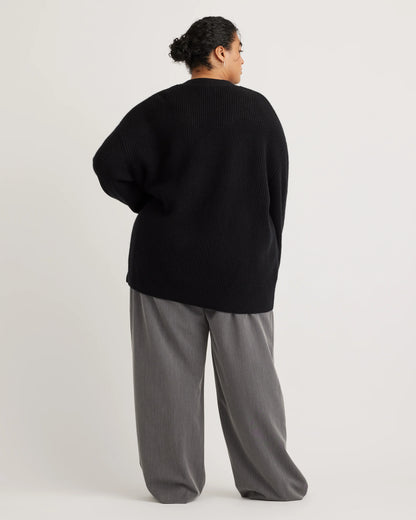 Mongolian Cashmere Oversized Boyfriend Cardigan Sweater - 1X / Camel