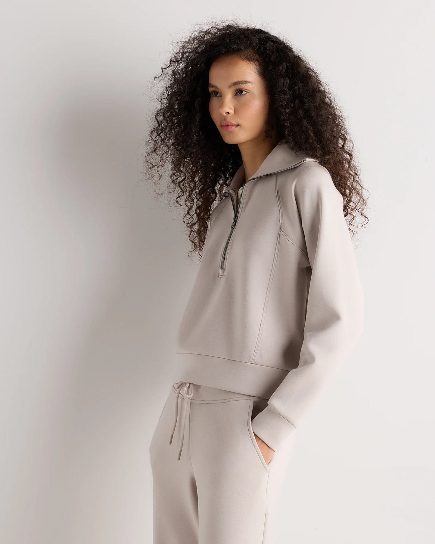 CloudComfort Half Zip Sweatshirt - XS / Pebble Beige