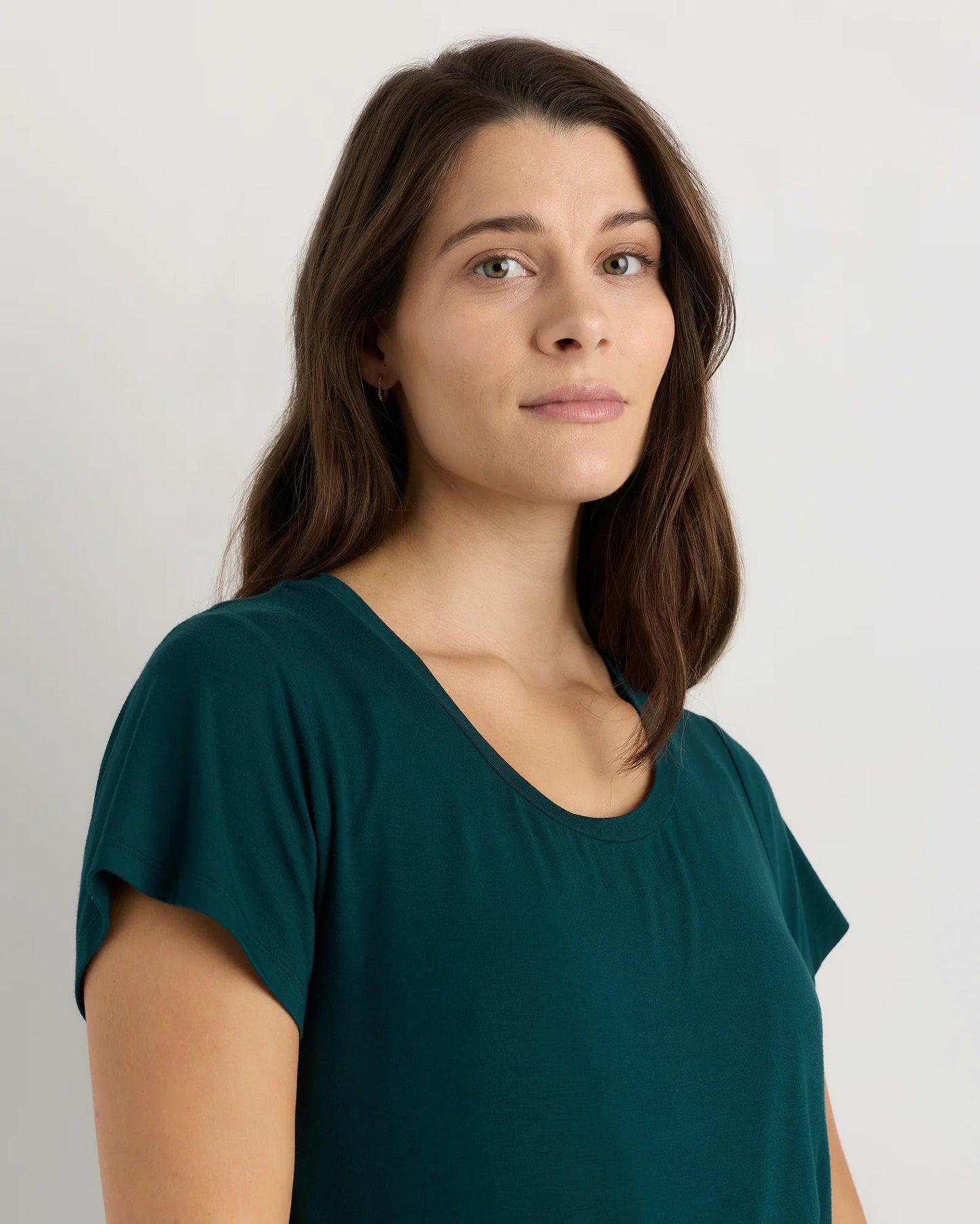 Bamboo Jersey Nursing Scoop Neck Tee - XS / Nocturnal Green