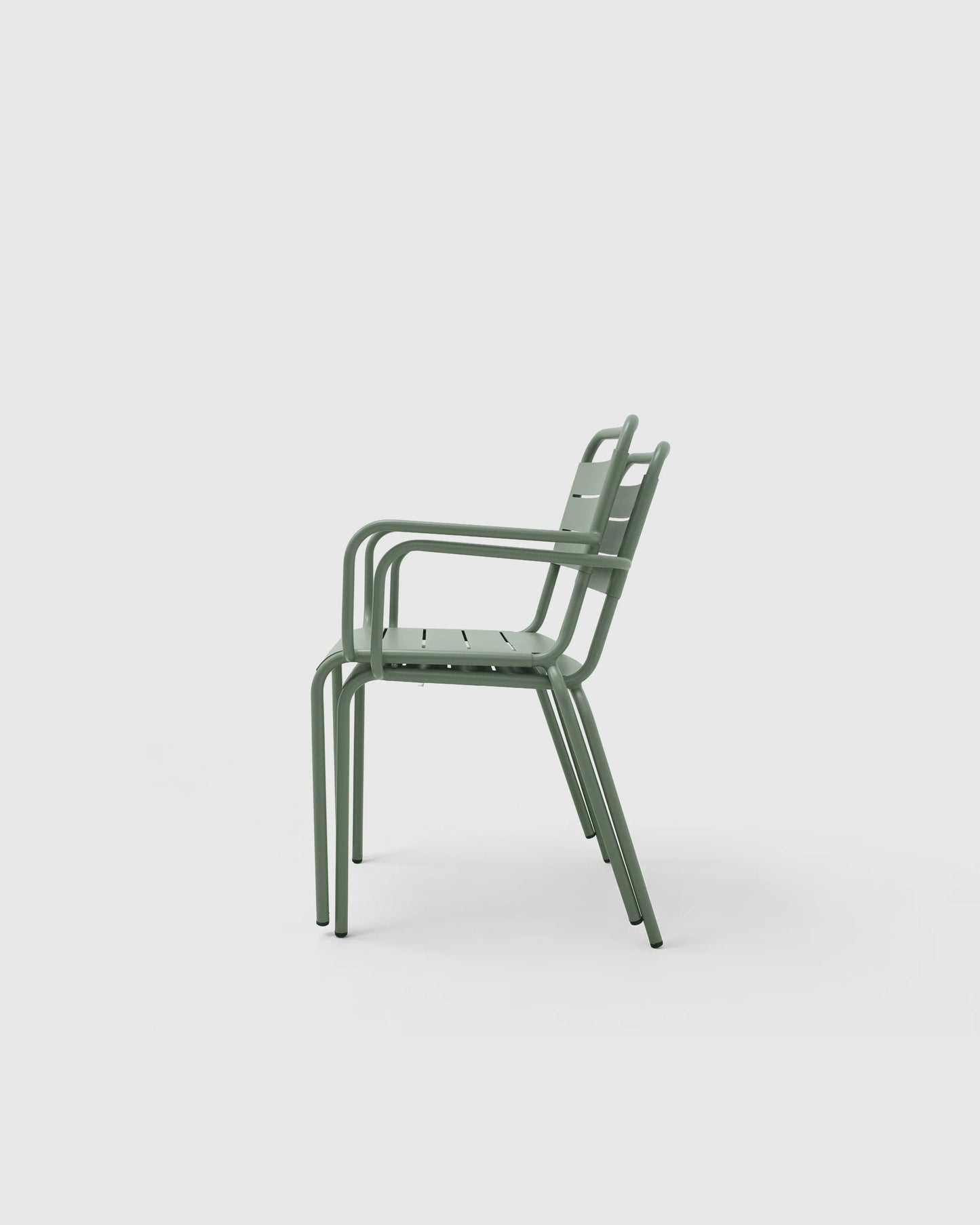 Powder-Coated Aluminum Outdoor Stacking Armchair (Set of 2) - Set of 2 / Sage Green