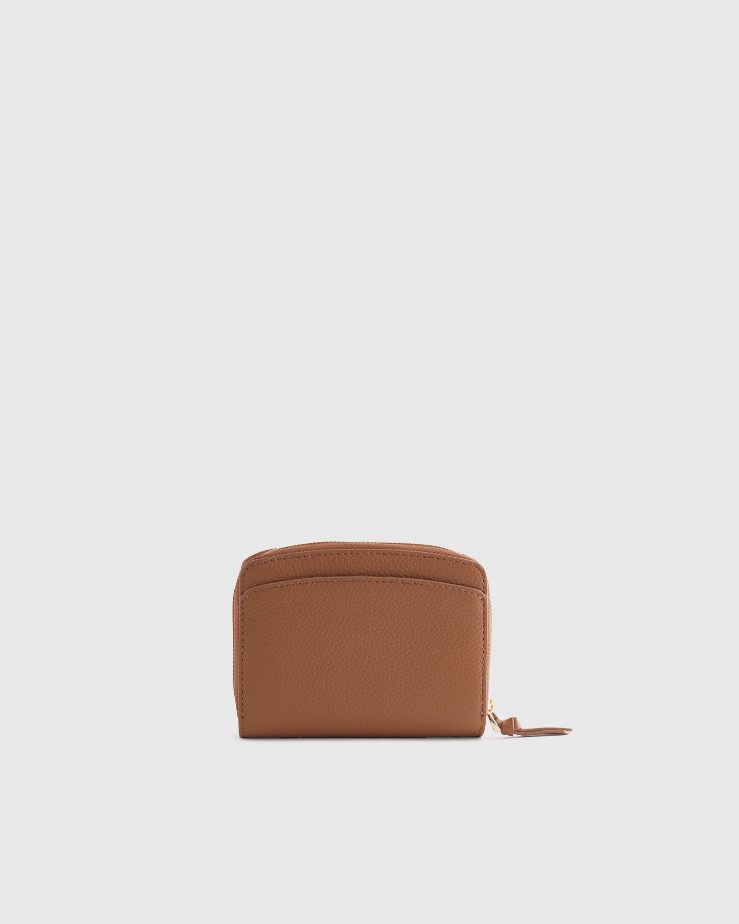 Italian Pebbled Leather Compact Wallet - One Size / Cognac
