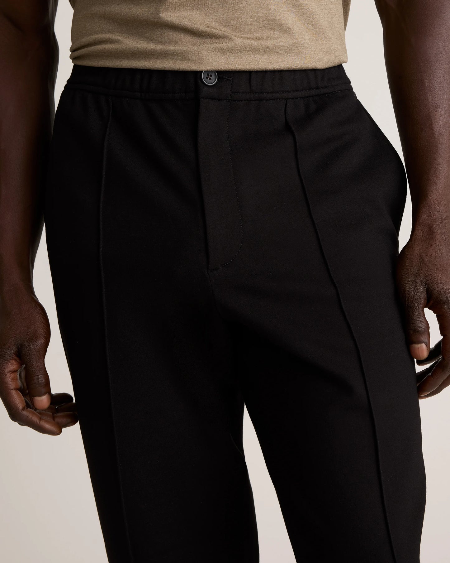 Stretch Knit Pintuck Trousers - S / Navy