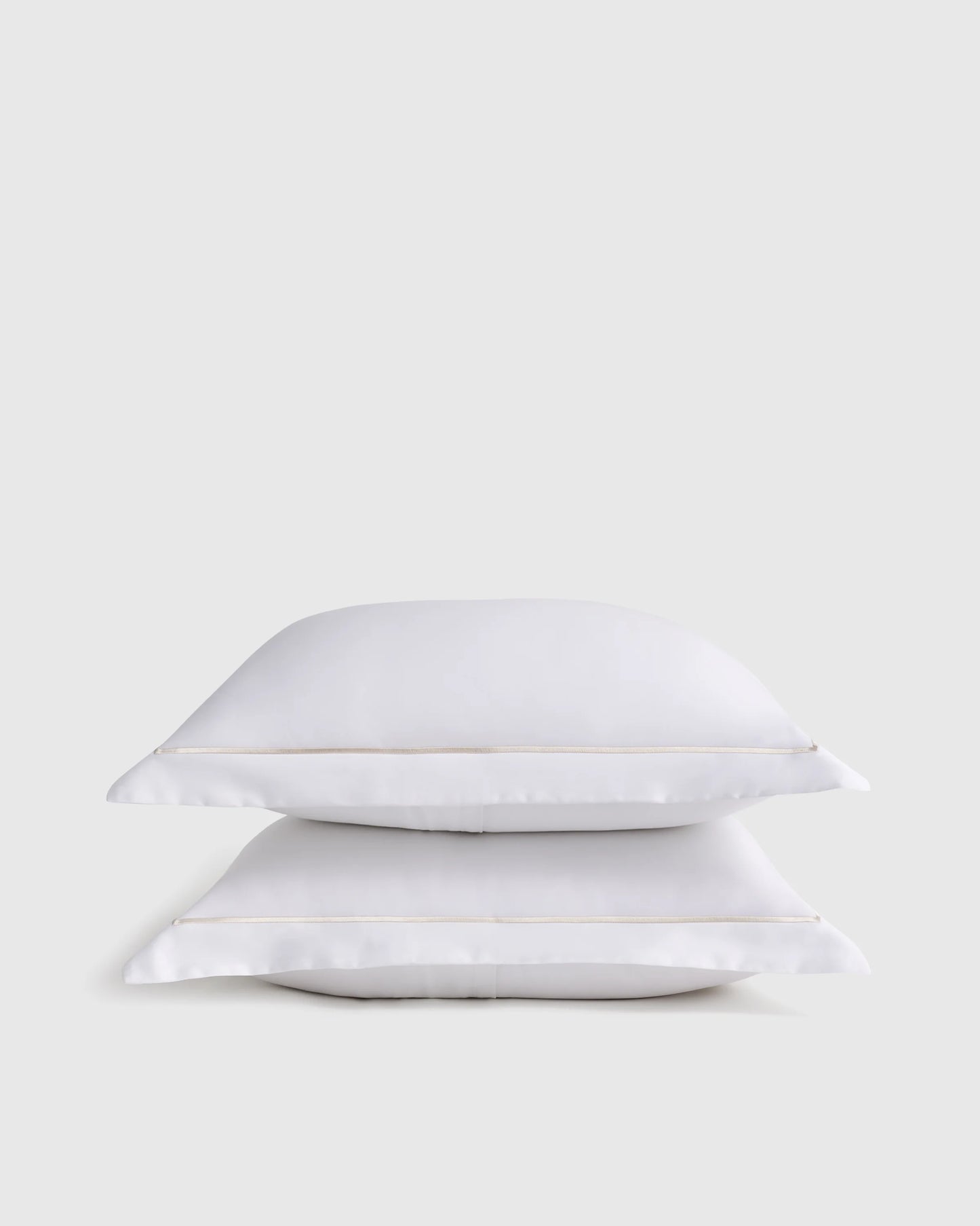 Signature Giza Cotton Sateen Embroidered Sham Set - Standard / White/Dried Sage