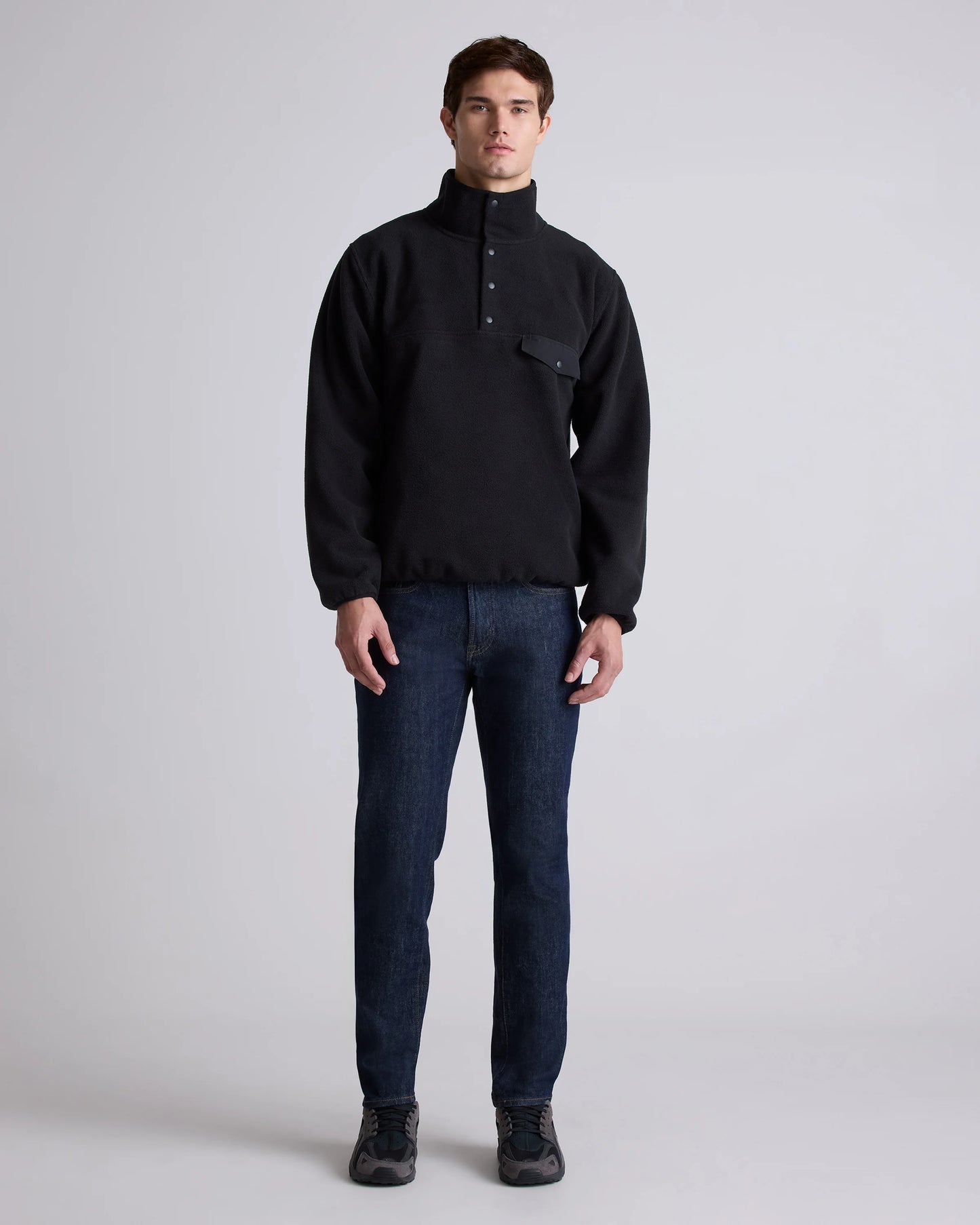 Polar Fleece Snap Pullover - S / Bold Black