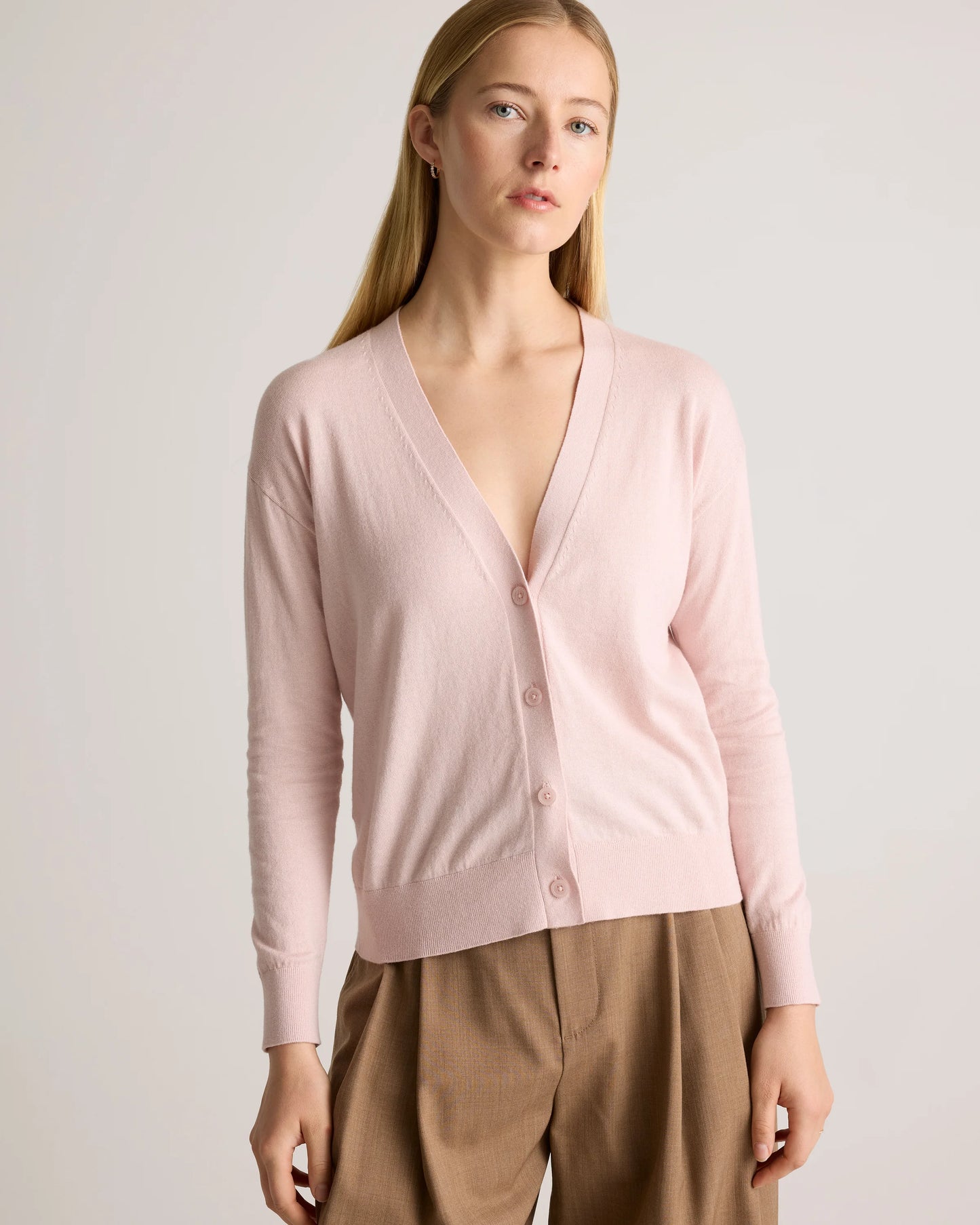 Lightweight Cotton Cashmere Cardigan - XS / Heather Oatmeal