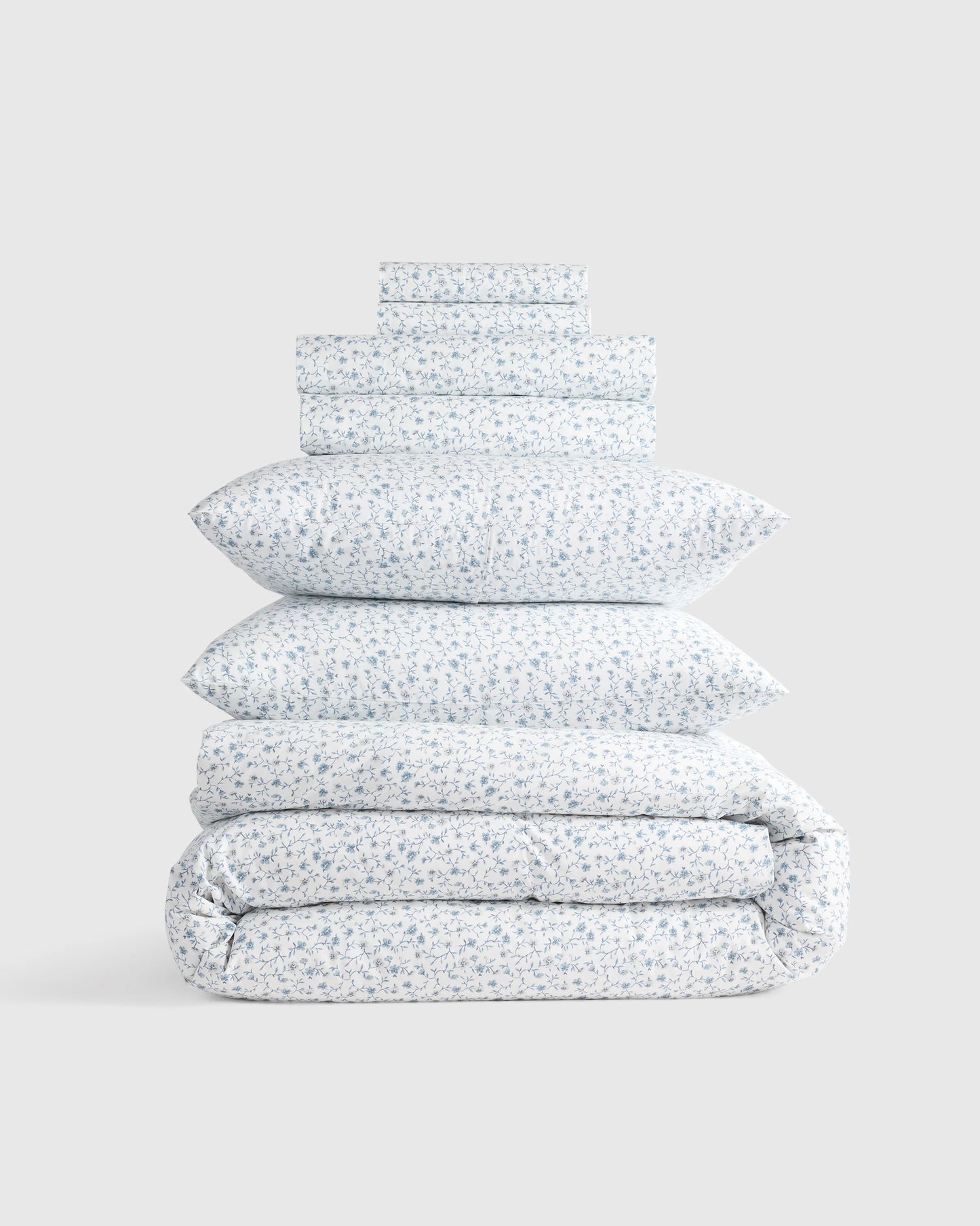 Organic Crisp Percale Floral Deluxe Bedding Bundle - Twin / Toffee Florette