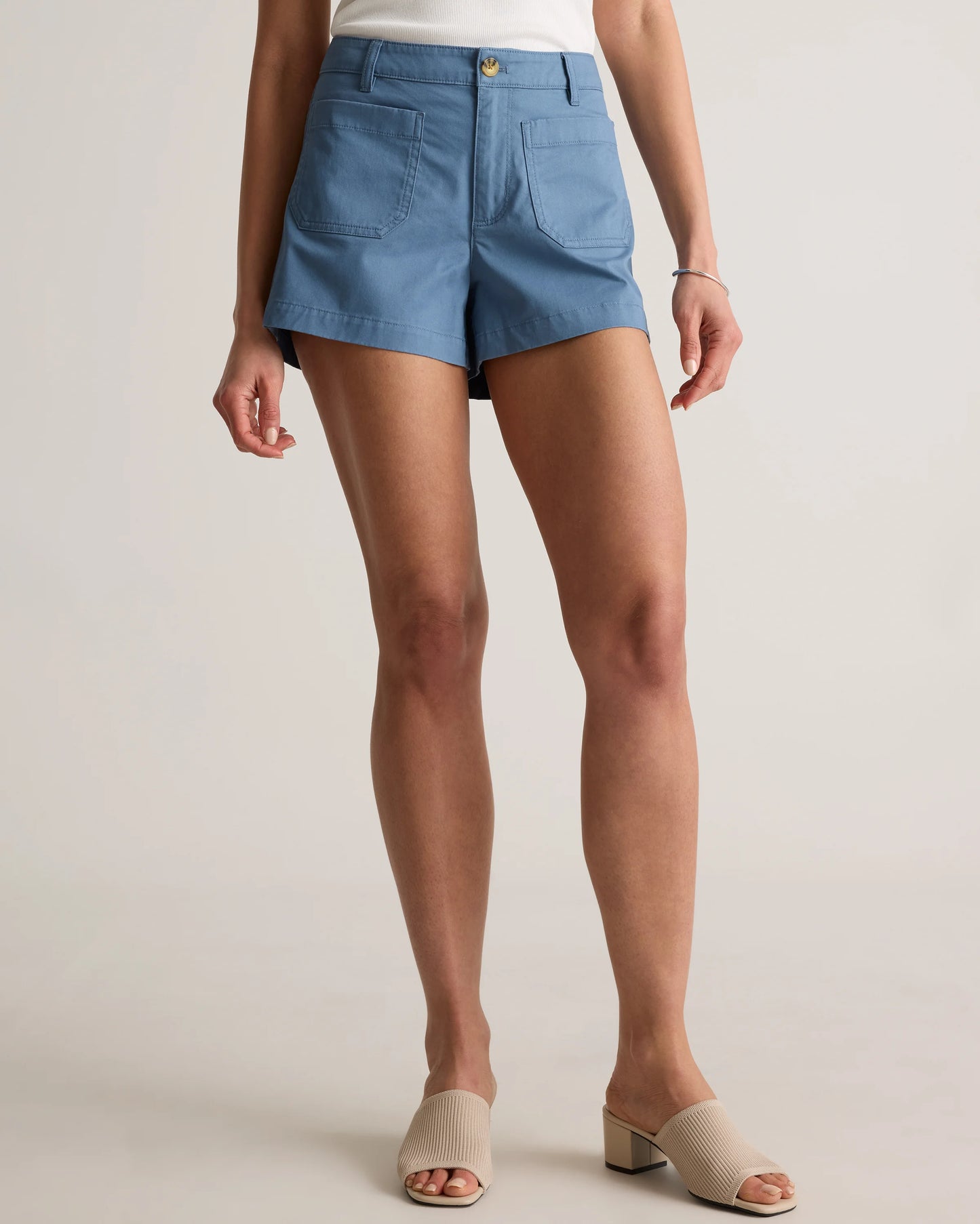 Stretch Cotton Chino Patch Pocket Shorts - 0 / Frost