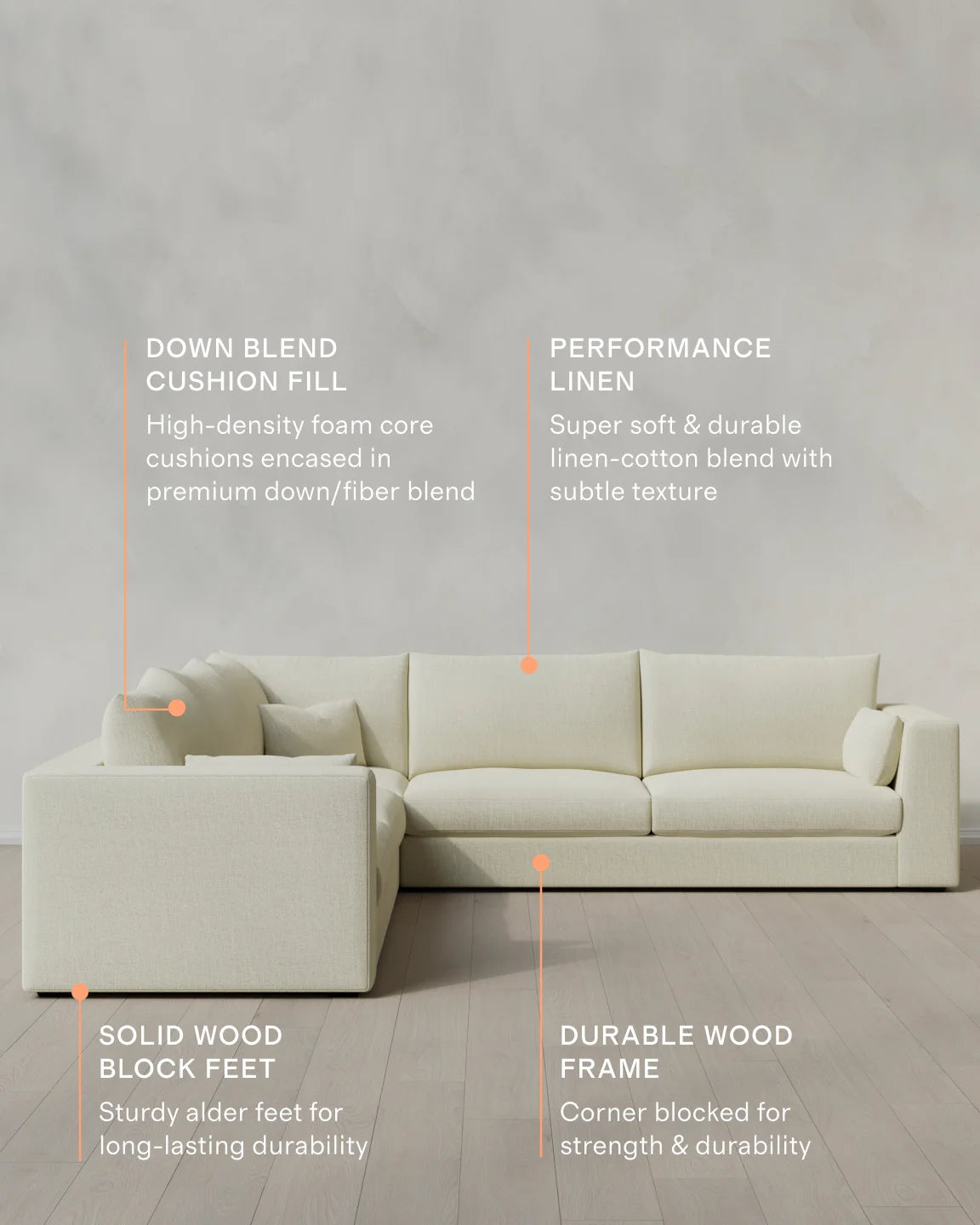 Oasis L Sectional in Performance Linen - One Size / Onyx