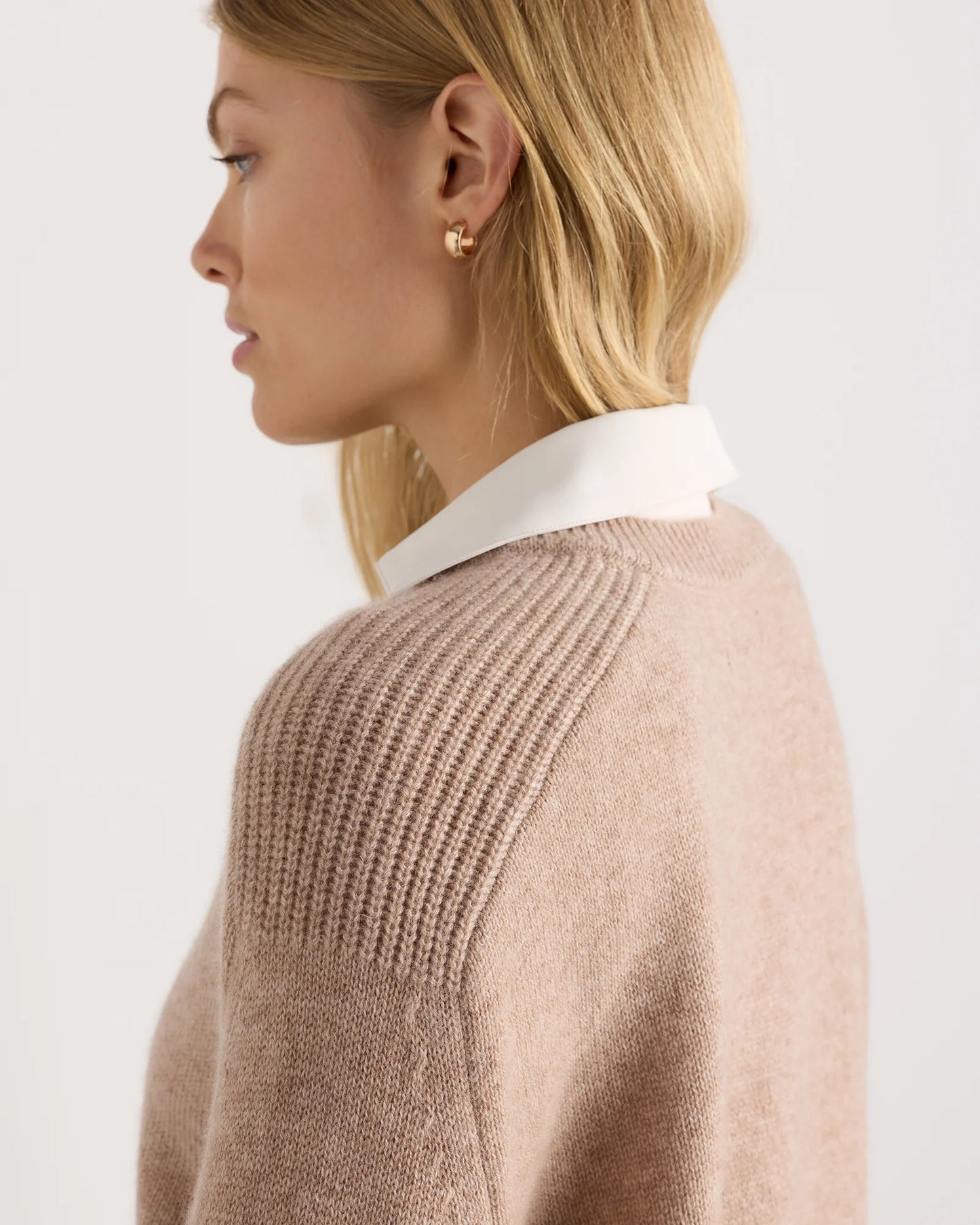100% Mongolian Cashmere Layered V-Neck Sweater - XS / Ivory