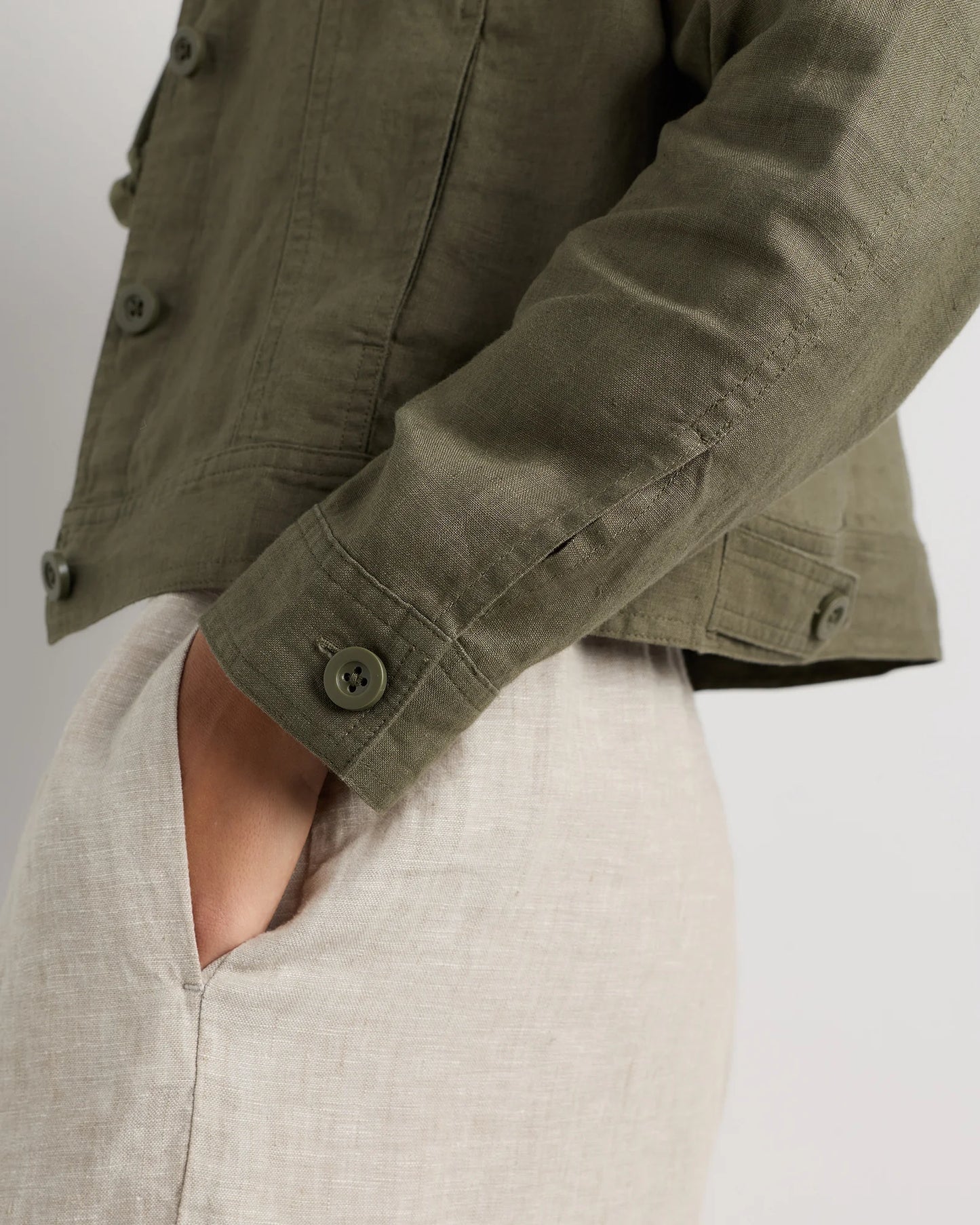100% European Linen Jacket - XS / Flax
