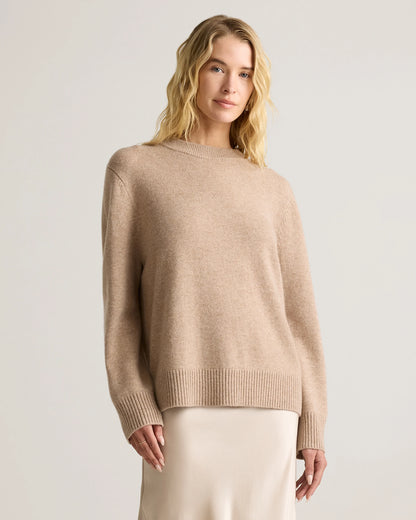 Mongolian Cashmere Oversized Crewneck Sweater - XS / Brown