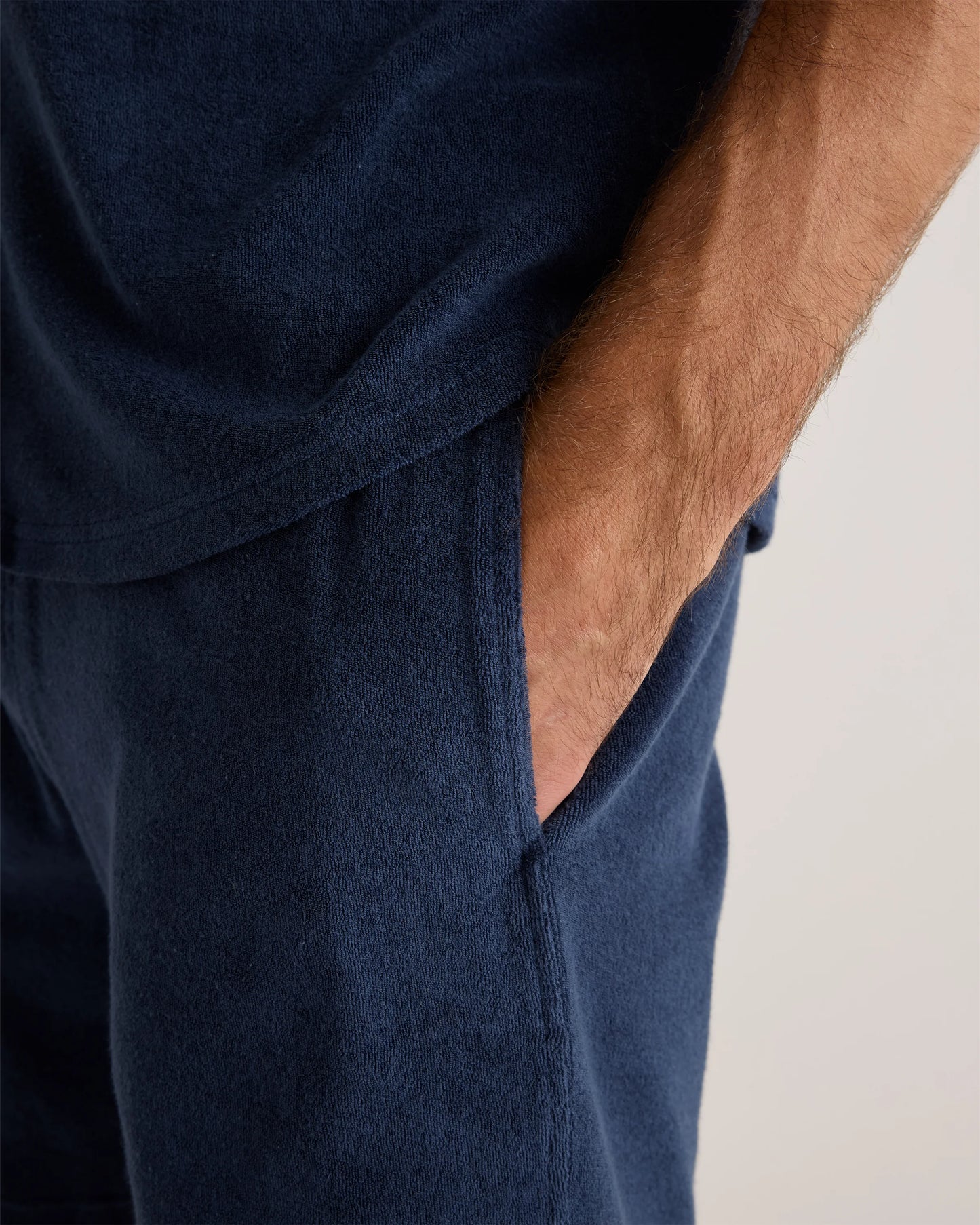 100% Organic Cotton Terry Towel Shorts - 6.5" - S / Deep Navy