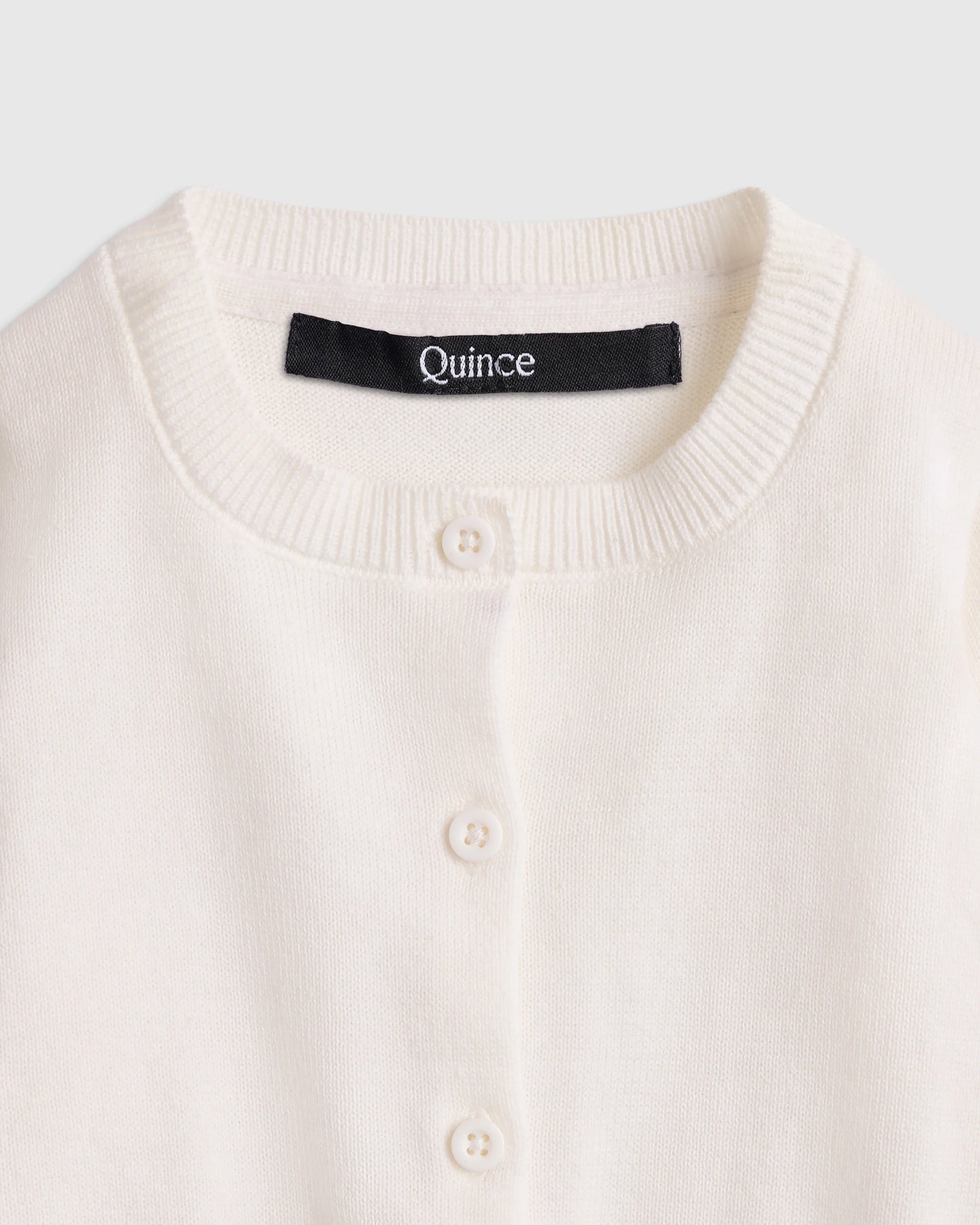100% Organic Cotton Crewneck Cardigan - 0-3M / Ivory