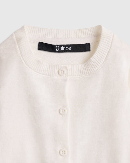 100% Organic Cotton Crewneck Cardigan - 0-3M / Ivory