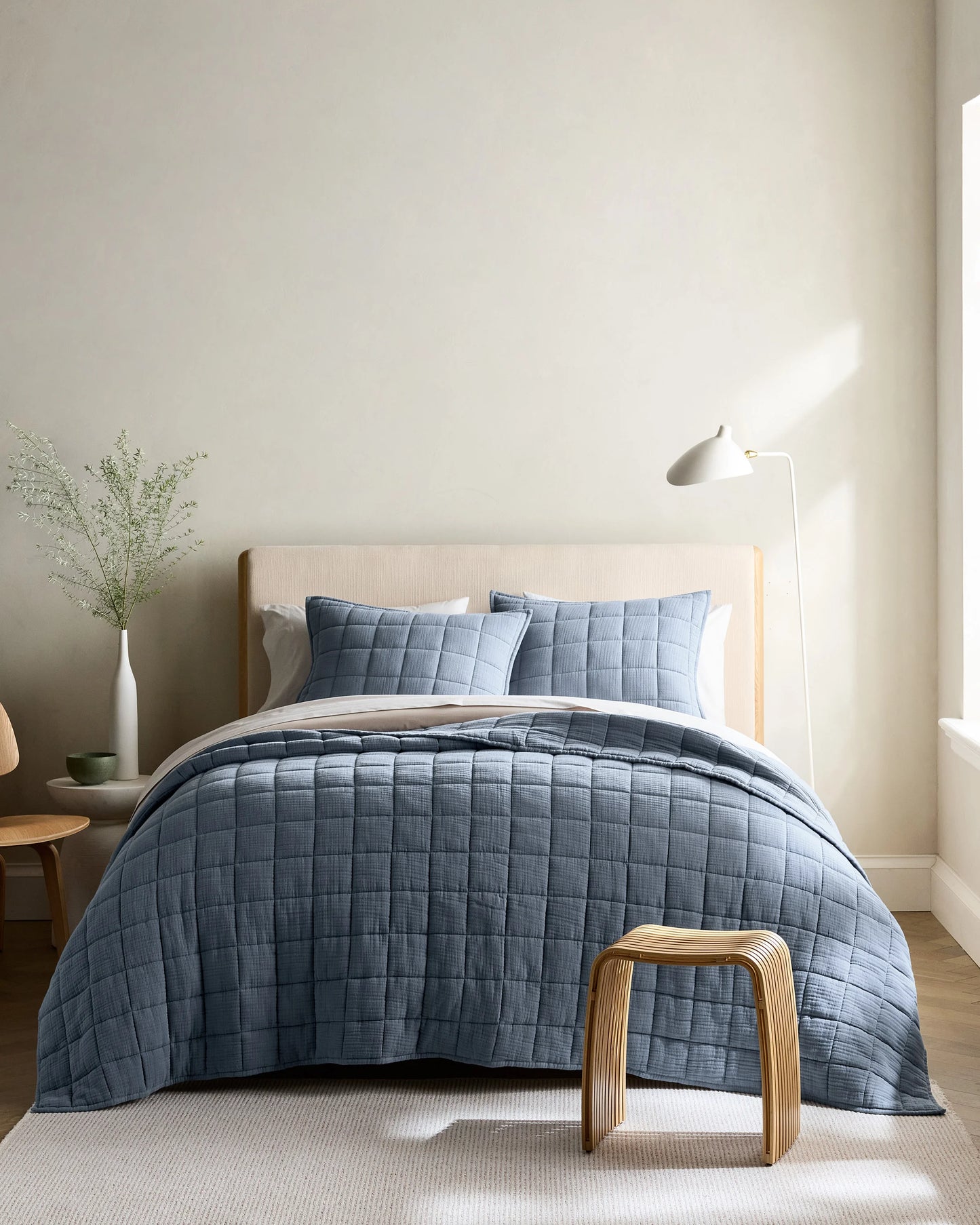 Organic Cotton Gauze Box Quilt - Twin / Mineral