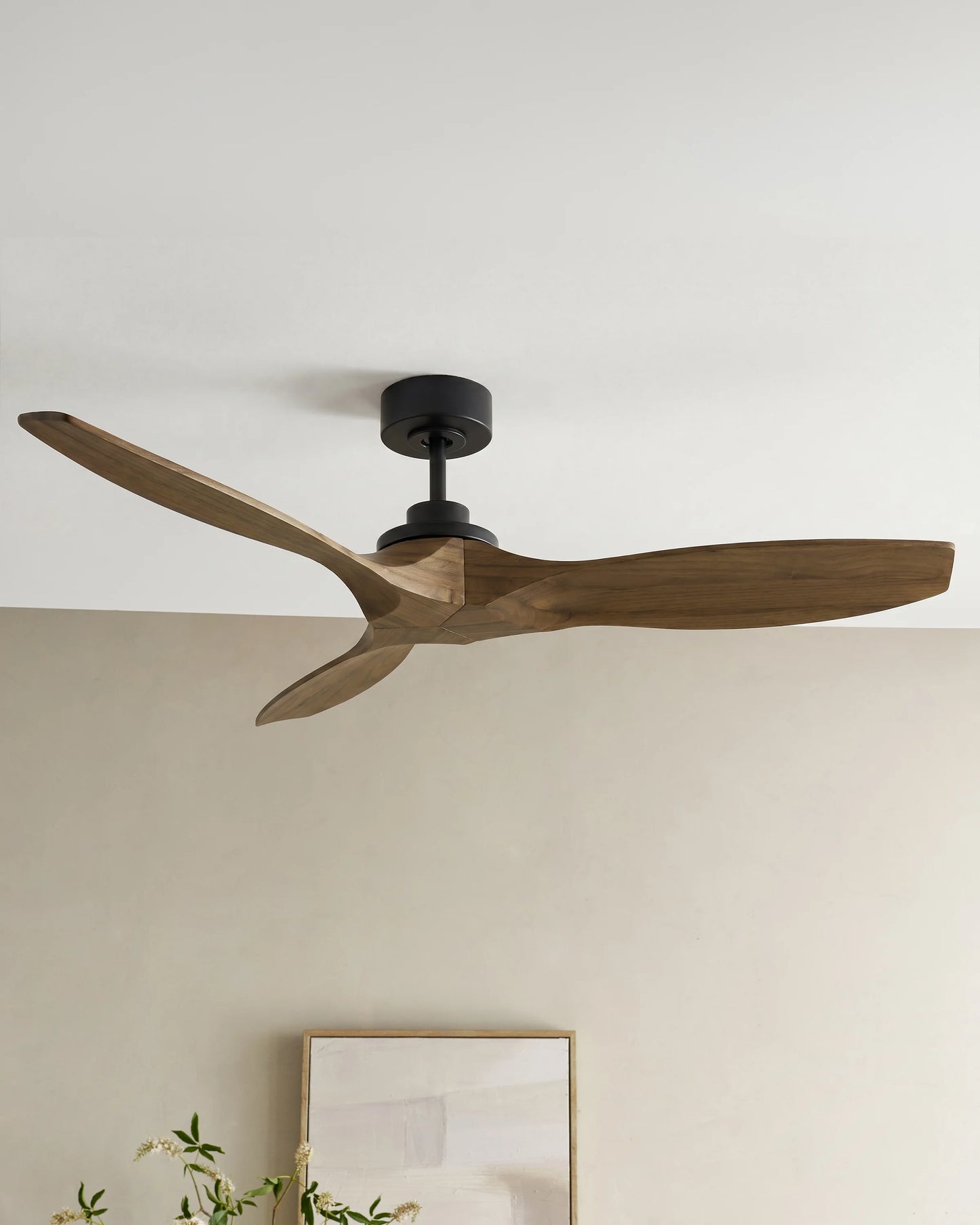 Transitional Wood Blade Ceiling Fan - 52" / Honey/Black