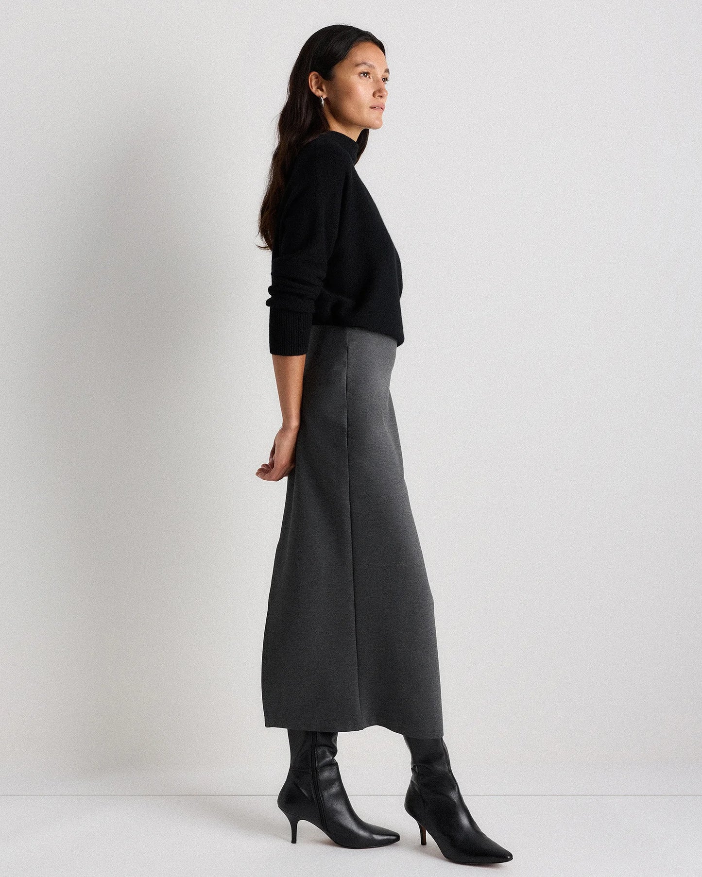 Ultra-Stretch Ponte Maxi Pencil Skirt - XS / Navy
