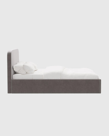 Curved Bed in Performance Velvet - Full / Walnut