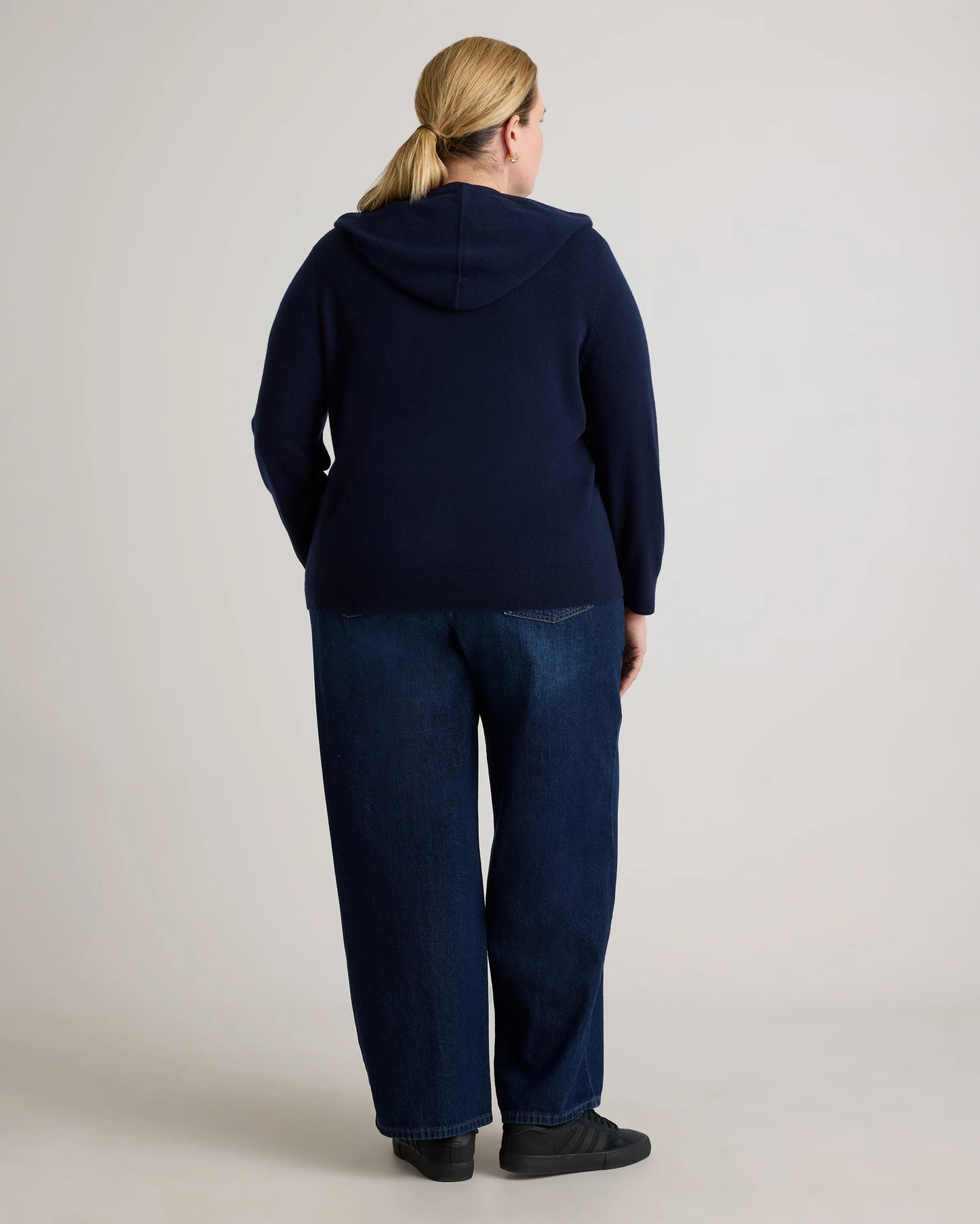 Mongolian Cashmere Full-Zip Hoodie - 1X / True Navy