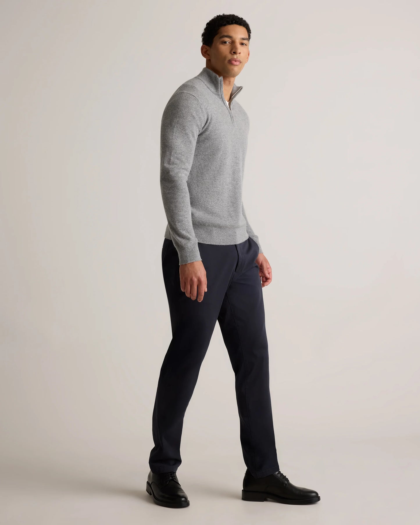 Mongolian Cashmere Quarter Zip Sweater - S / Olive Twist