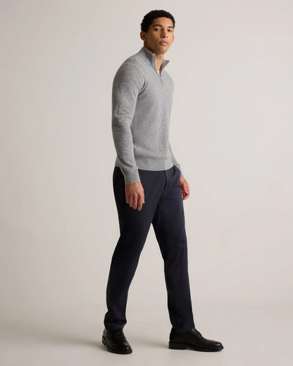 Mongolian Cashmere Quarter Zip Sweater - S / Olive Twist