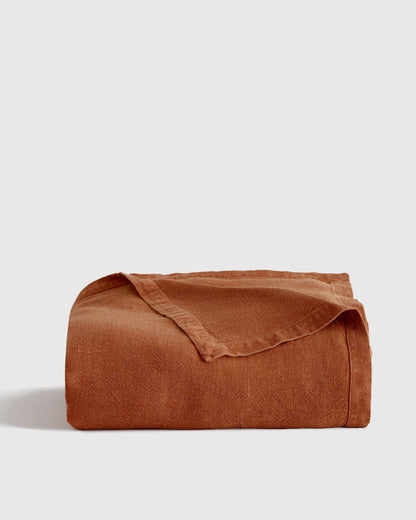 Vintage Wash European Linen Bed Cover - Full/Queen / Terracotta