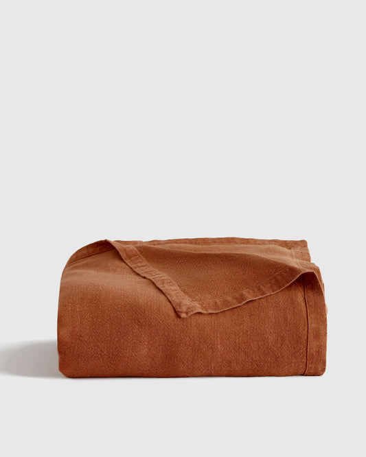 Vintage Wash European Linen Bed Cover - Full/Queen / Terracotta