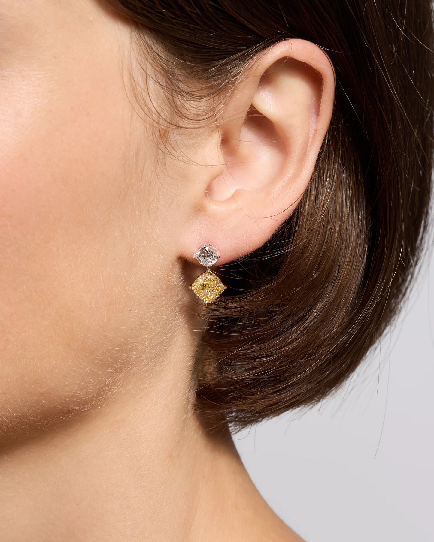 14K Gold Yellow Lab Grown Diamond Cushion Drop Earrings - One Size / No Color