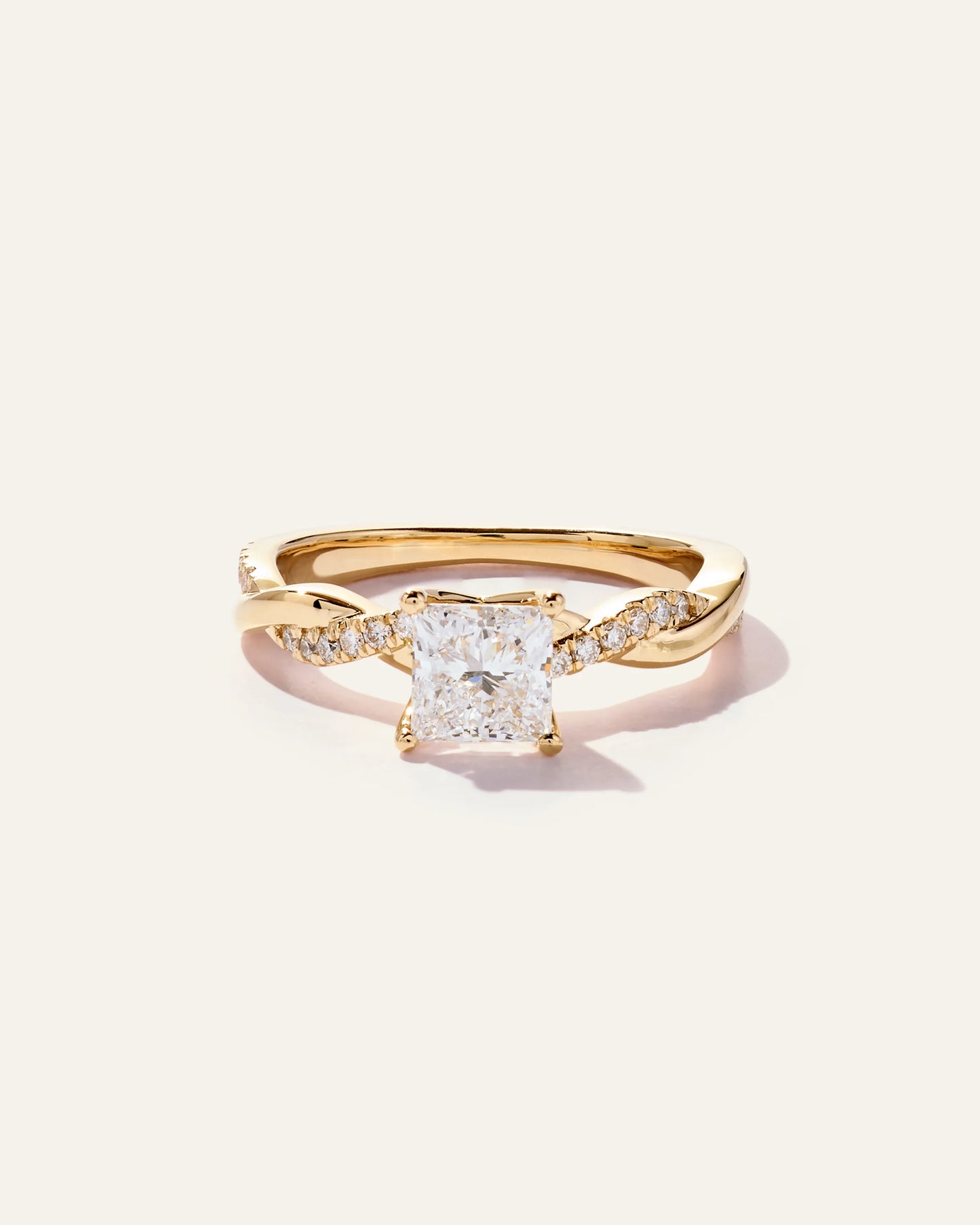 Lab Grown Diamond Princess Twisted Engagement Ring - 1ct - 4 / Yellow Gold
