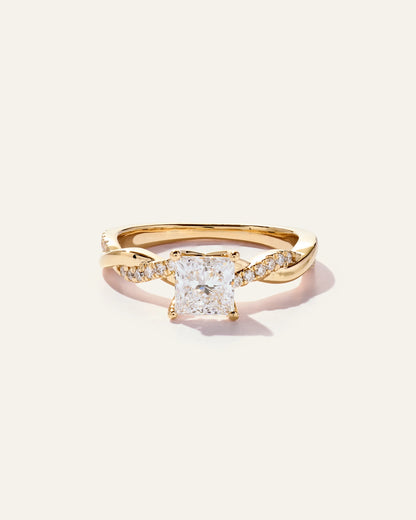 Lab Grown Diamond Princess Twisted Engagement Ring - 1ct - 4 / Yellow Gold