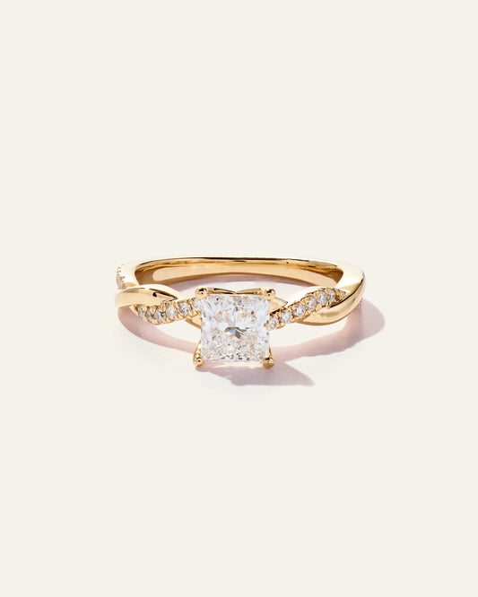 Lab Grown Diamond Princess Twisted Engagement Ring - 1ct - 4 / Yellow Gold