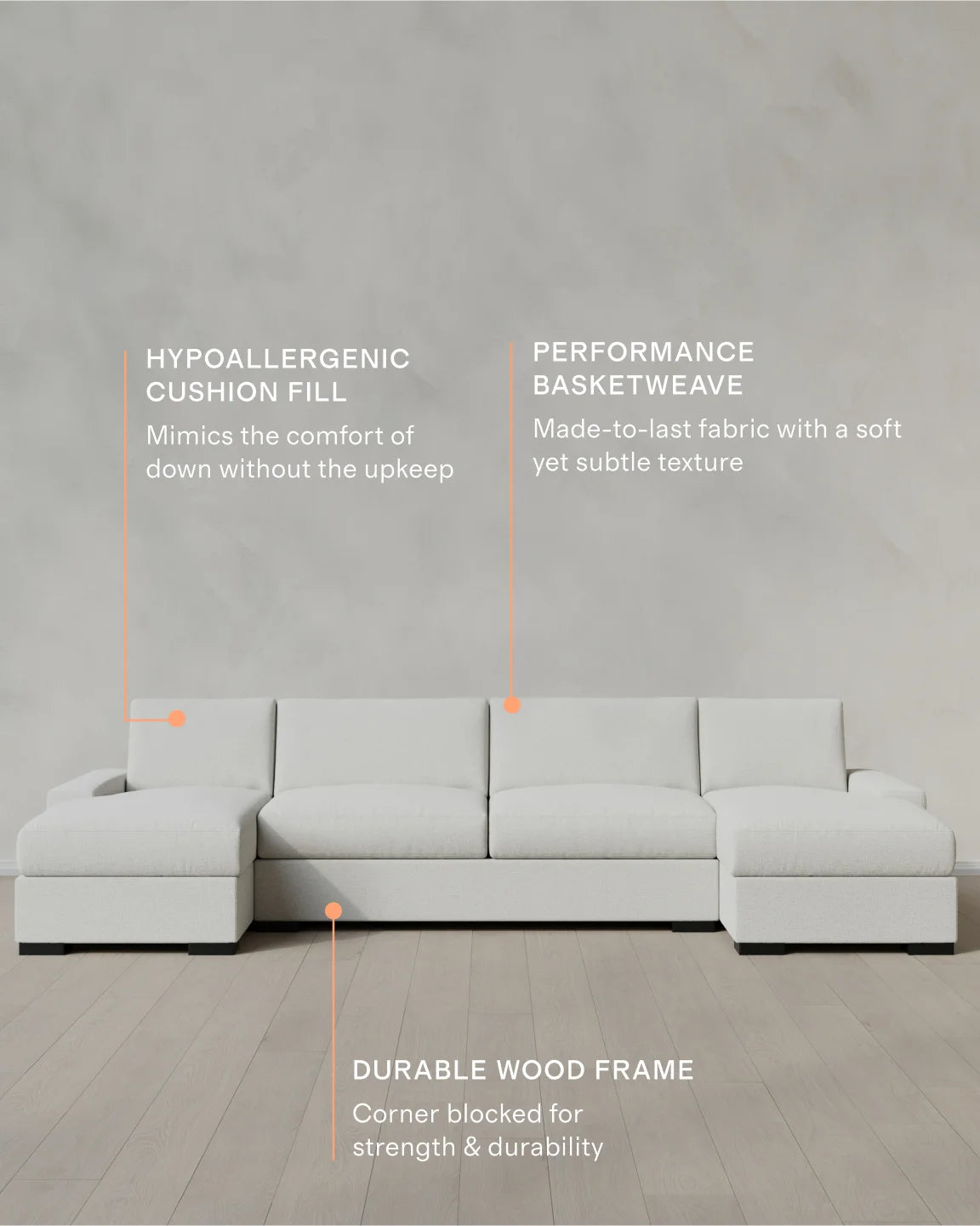 Stillman U Sectional in Performance Basketweave - One Size / Flax