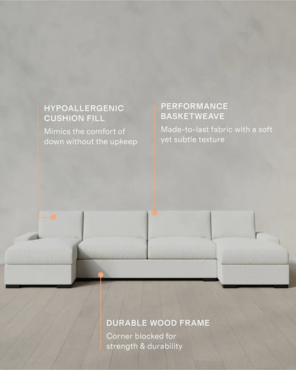 Stillman U Sectional in Performance Basketweave - One Size / Flax