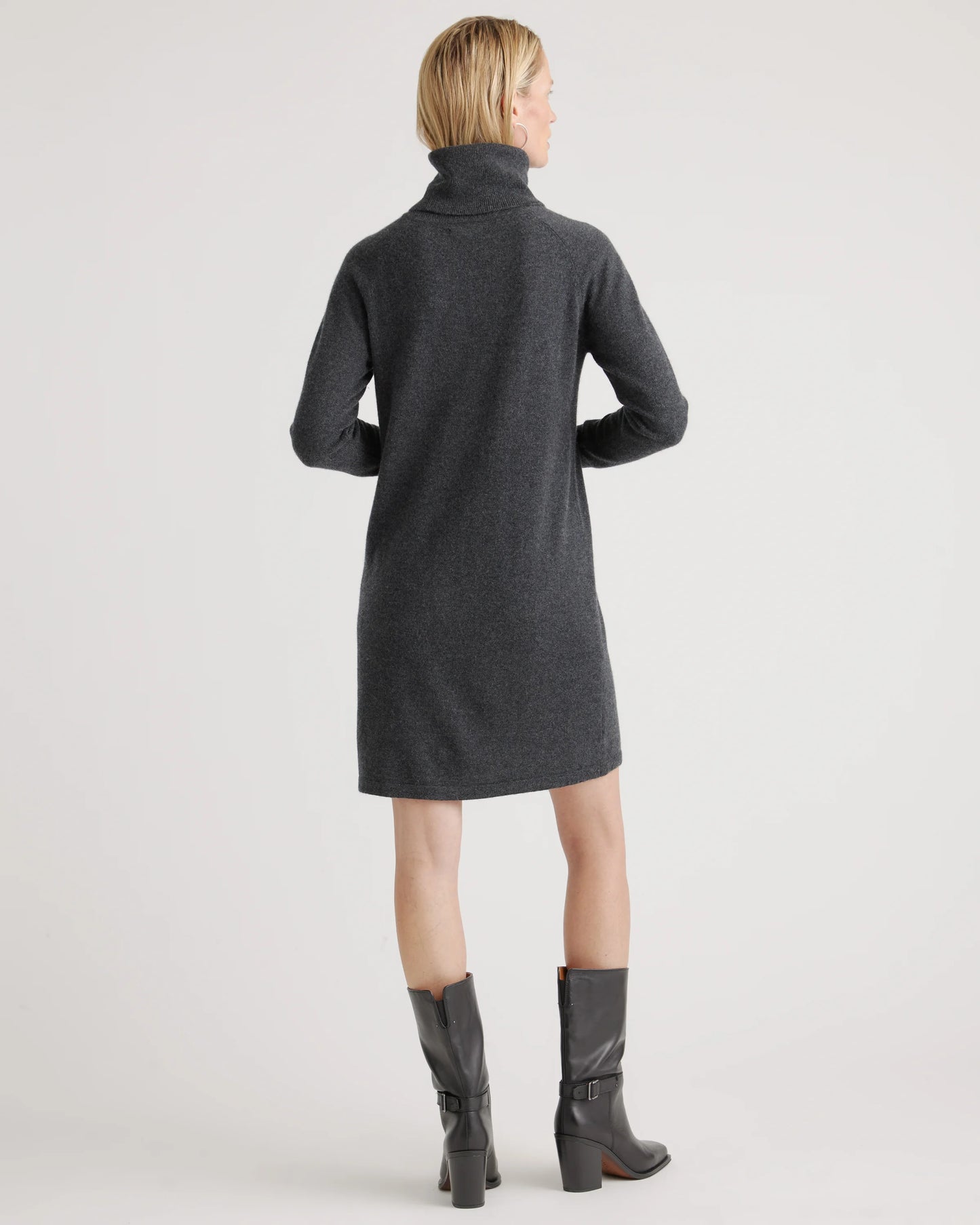 Mongolian Cashmere Turtleneck Sweater Dress - XS / Moss