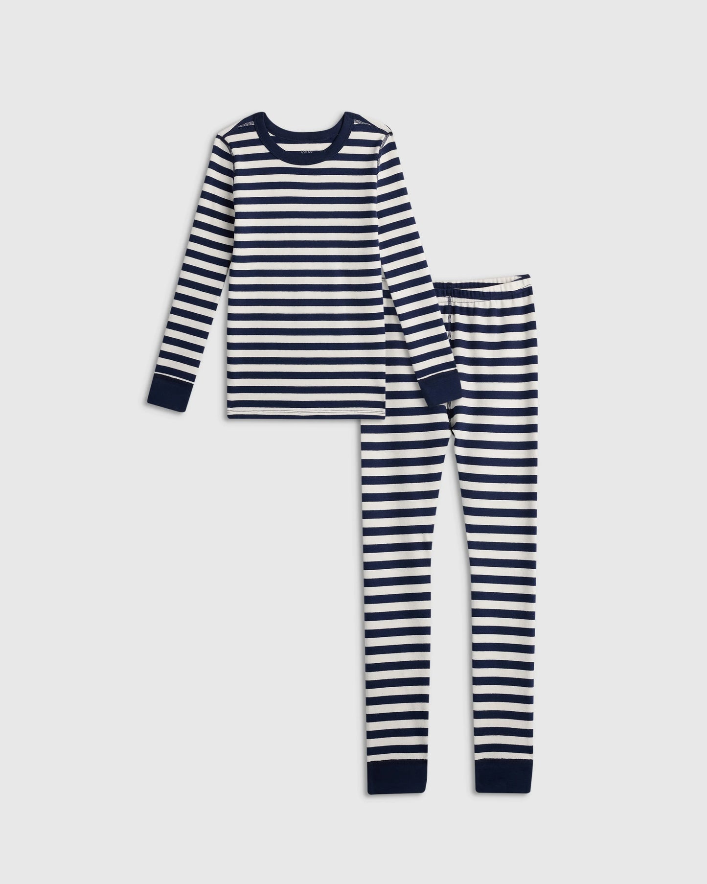 100% Organic Cotton Long Sleeve and Pant Pajama Set - 2T / Navy Stripe
