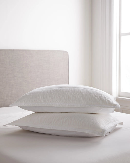 Organic Cotton Stripe Stitch Quilted Sham Set - Standard / White